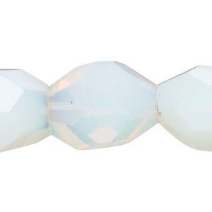 Bead, sea "opal" (glass) 1pkg1, translucent to semitranslucent, large faceted nugget, 15 inches.