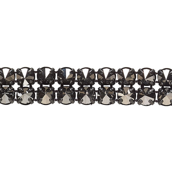 Banding 1pk black and jet silver flare black plate, Preciosa Czech crystal 10mm wide 5mm setting spike 3 feet SS19 image number 0
