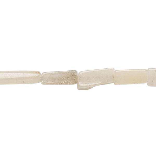 Bead, peach and grey quartz (natural), 8x4mm-12x5mm hand-cut square tube, C grade, Mohs hardness 7. Sold per 13-inch strand. image number 0