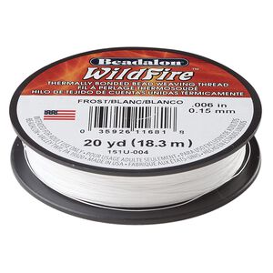 Thread, Beadalon® WildFire™, polyester and plastic, frost, 0.15mm with bonded coating, 10-pound test. Sold per 20-yard spool.
