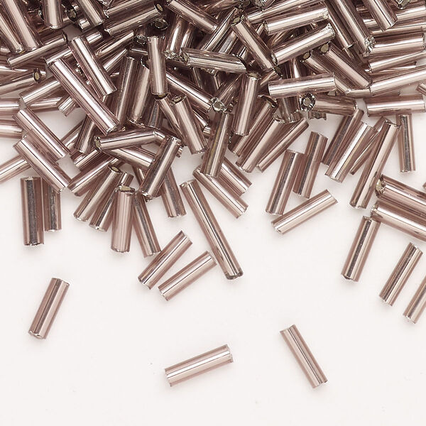 Bead, Ming Tree™, bugle bead, glass, pkg/1/4 pound, 1/4 inch, silver-lined translucent amethyst purple. image number 0