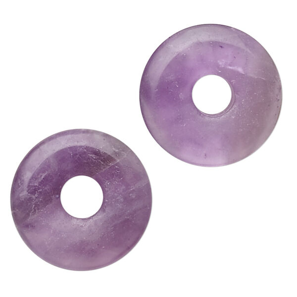 Component, amethyst (natural), 20mm round donut, C grade, Mohs hardness 7. Sold per pkg of 2. image number 0