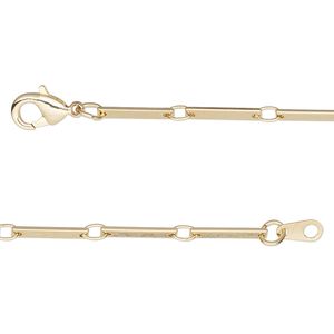 Chain 1pkg1 bar & link, 2mm / lobster claw clasp, gold-finished brass 20 inch