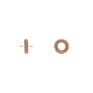 Bead, copper, 7x2mm twisted rondelle. Sold per pkg of 50.