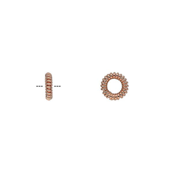 Bead, copper, 7x2mm twisted rondelle. Sold per pkg of 50. image number 0