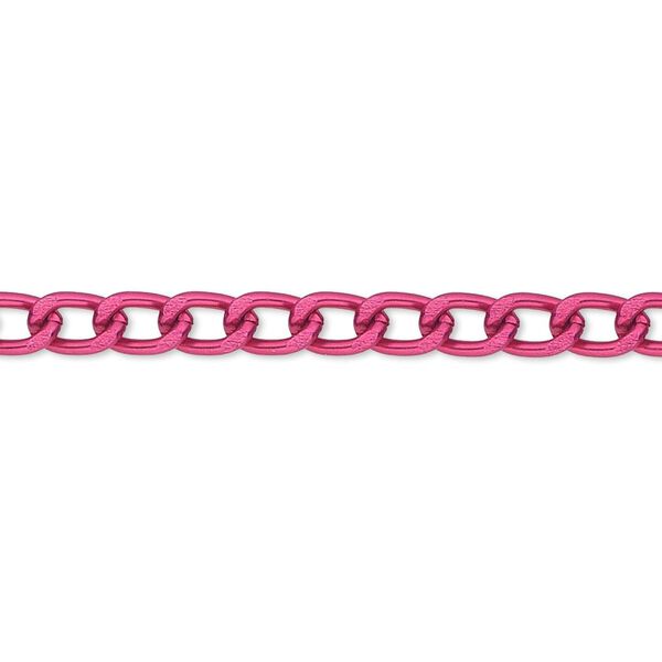 Chain 1pkg1 curb, 4mm, aluminum / anodized fuchsia 25 foot unfinished image number 0