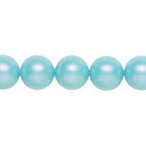 Pearl 25pk iridescent light turquoise, Crystal Passions® 10mm round 5810