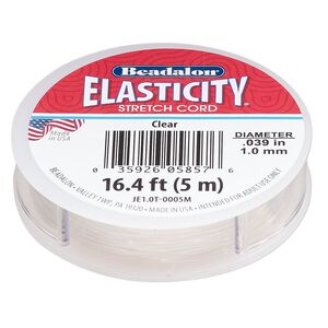 Cord, Beadalon® ELASTICITY®, elastic rubber, pkg/5m, 1.0mm diameter, clear.