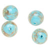Bead, lampworked glass, clear / light blue / glow-in-the-dark / gold, 14mm round. Sold per pkg of 4. image number 0