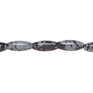 Snowflake obsidian 1pkg1, oval bead natural, 15 inch 12x5mm