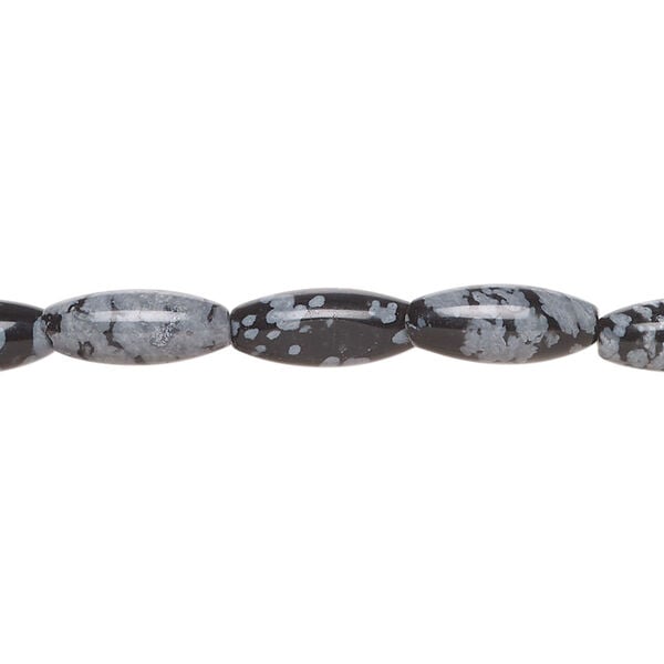Snowflake obsidian 1pkg1, oval bead natural, 15 inch 12x5mm image number 0