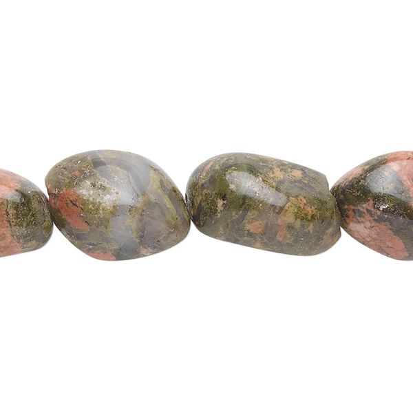 Unakite 1pkg1, tumbled nugget bead natural 15.5-16 inch medium image number 0
