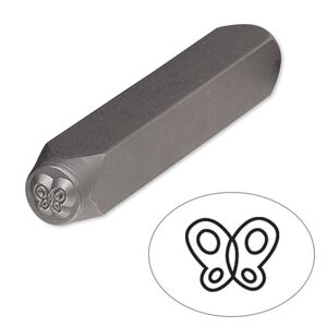 Stamp punch, tempered chrome vanadium steel, 6x4.5mm butterfly, 2-3/4 x 3/8 inches. Sold individually.