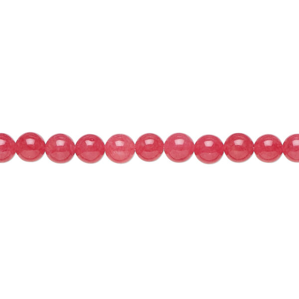Bead, Malaysia "jade" (quartz) (dyed), red, 4mm round, B grade, Mohs hardness 7. Sold per 15-1/2" to 16" strand. image number 0