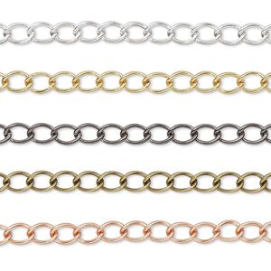Extender chain mix 1pkg5 curb, 3.5mm, multi-finished brass 3 inch unfinished