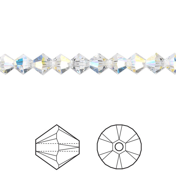 Bead 24pk crystal AB, Crystal Passions® 5mm bicone 5328 image number 0