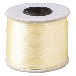 Cord, Satinique™, satin, cream, 1mm. Sold per 200-foot spool.