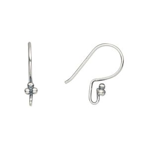Ear wire fishhook 1pkg4 sterling silver, 18mm 3-bead design / open loop, 19 gauge antiqued 2 pair
