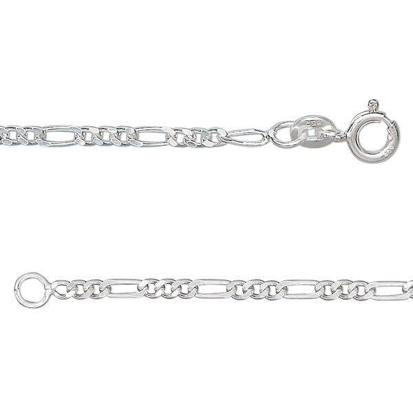 Chain, sterling silver, 2.1mm figaro, 30 inches. Sold individually. image number 0