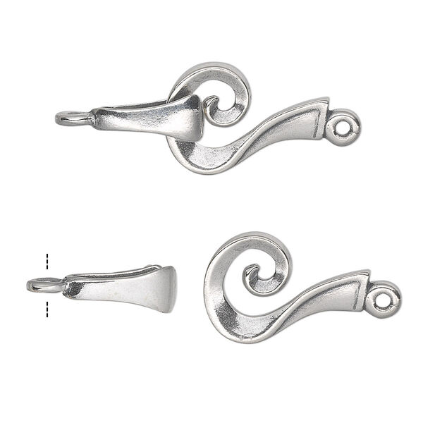 Clasp, JBB Findings, hook-and-eye, sterling silver, 15x11mm question mark. Sold individually. image number 0