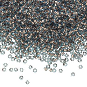 Seed bead, Preciosa Ornela Czech glass, pkg/500g, #11 rocaille, transparent copper-lined light blue, (69000).