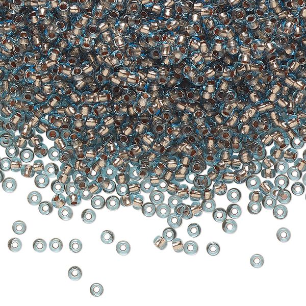 Seed bead, Preciosa Ornela Czech glass, pkg/500g, #11 rocaille, transparent copper-lined light blue, (69000). image number 0