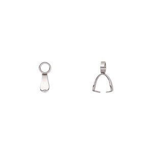 Bail, ice-pick, stainless steel, 5x2.5mm, 4mm grip length. Sold per pkg of 10.