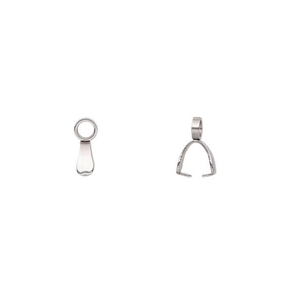Bail, ice-pick, stainless steel, 5x2.5mm, 4mm grip length. Sold per pkg of 10. image number 0