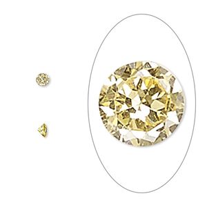 Gem, cubic zirconia, topaz gold, 3mm faceted round, Mohs hardness 8-1/2. Sold per pkg of 5.