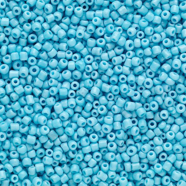 Seed bead, Ming Tree™, glass, pkg/1 pound, #11 round, opaque turquoise blue. image number 0