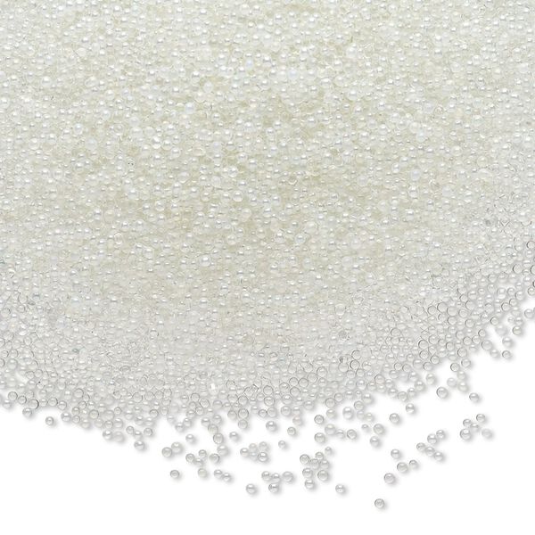 Bead, glass, translucent clear AB, 1mm undrilled micro round. Sold per 15-gram vial. image number 0