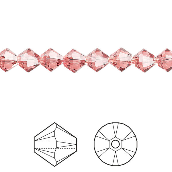 Bead 144pk rose peach, Crystal Passions® 6mm bicone 5328 image number 0