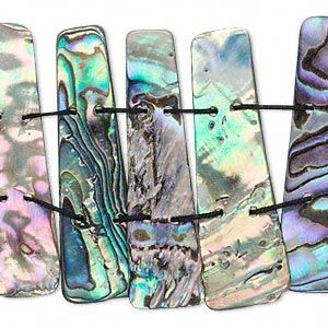 Bead, paua shell (natural), 43x11mm double-drilled stick, Mohs hardness 3-1/2. Sold per 15" to 16" strand.