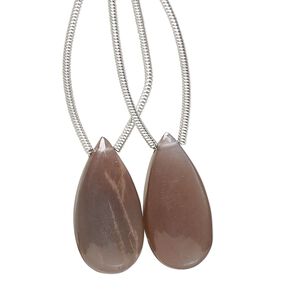 Coffee moonstone 1pkg2, hand-cut top-drilled puffed teardrop bead natural 20x10mm