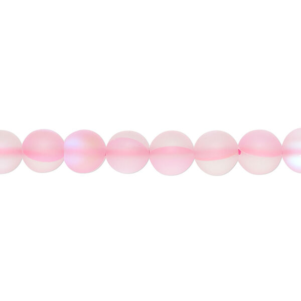 Bead, "mermaid glass" 1pkg1, iridescent matte hot pink, 6mm round. image number 0