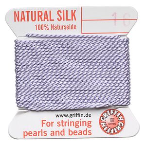 Thread, Griffin, silk, lilac, size #16. Sold per 2-meter card (approximately 78 inches).