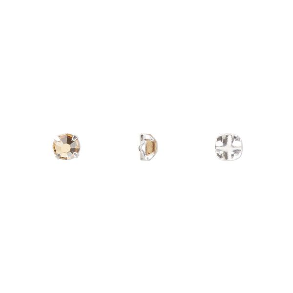 Bead 24pk rose montees light Colorado topaz silver plate, Preciosa Czech crystal 3.8-4mm round SS16 image number 0