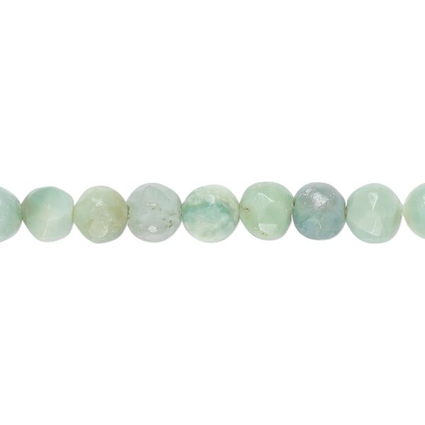 Mint green Peruvian opal 1pkg1, hand-cut faceted round bead natural 12 inch 5-6mm image number 0