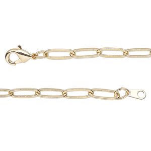 Chain 1pkg1 paperclip, 3.8mm / lobster claw clasp, gold-finished brass 20 inch