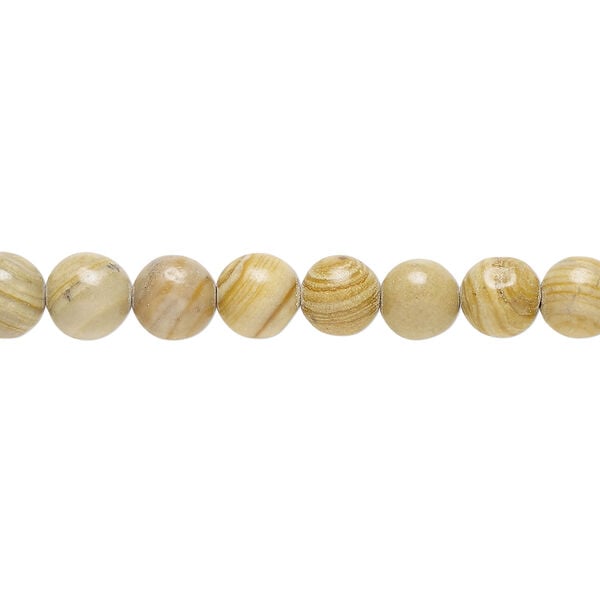 Landscape stone (limestone) 1pkg1, round bead natural, 15.5 inch 6-7mm image number 0