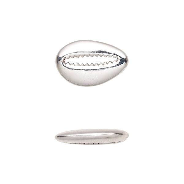 Component, sterling silver, 17.5x11mm single-sided cowrie shell with 10.5x1.5mm hole. Sold individually. image number 0