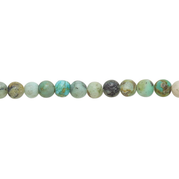 Bead, African "turquoise" (jasper) (dyed), matte green and blue, 4mm round, C grade, Mohs hardness 6-1/2 to 7. Sold per 8-inch strand, approximately 45 beads. image number 0