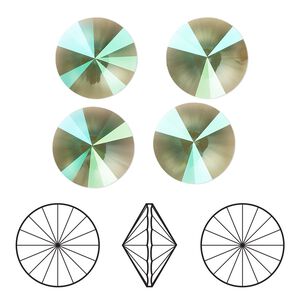Chaton 4pk light turquoise luminous green, Crystal Passions® 12mm rivoli 1122