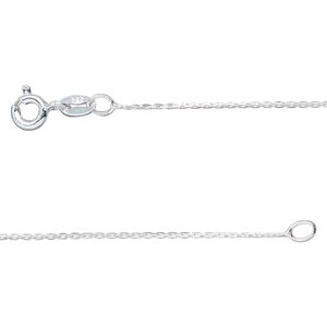 Sterling silver 1pkg1, flat cable Gossamer™ chain 18 inch / springring clasp 0.65mm