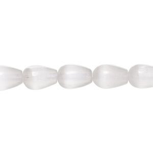 Selenite 1pkg1, teardrop bead 8 inch 9x6.5mm-9.5x6.5mm