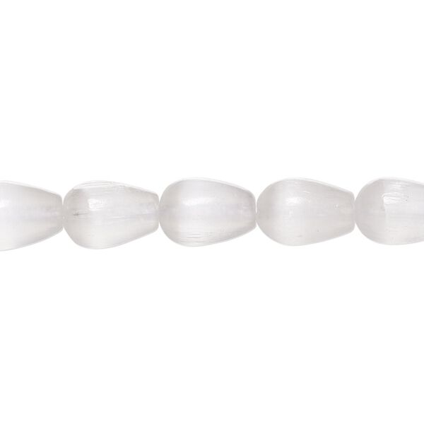 Selenite 1pkg1, teardrop bead 8 inch 9x6.5mm-9.5x6.5mm image number 0
