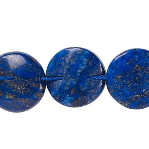 Lapis lazuli 1pkg1, twisted flat round bead 15 inch 18mm