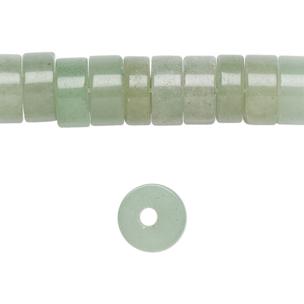 Bead 1pkg10 green aventurine, 10x5mm heishi B grade, natural image number 0