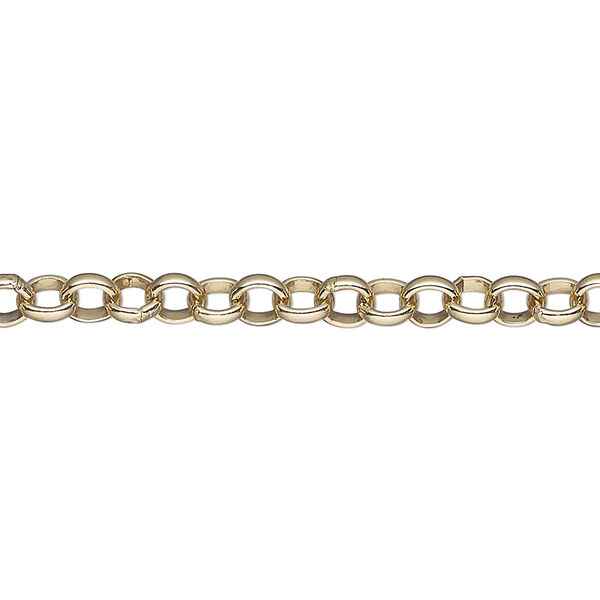 Chain, gold-finished steel, 4.5mm rolo. Sold per pkg of 1 meter. image number 0
