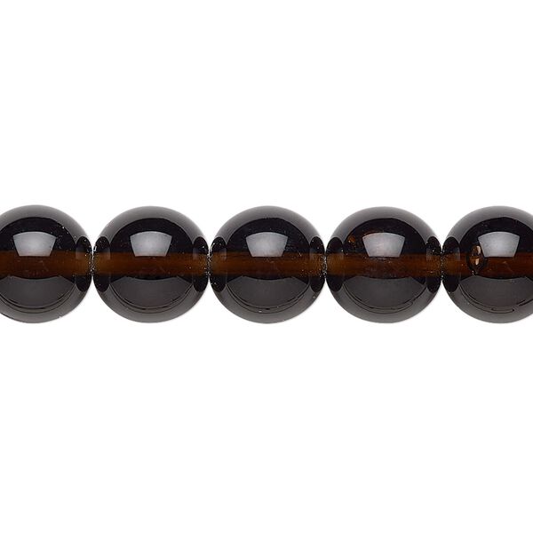 Bead, Preciosa, Czech glass druk, transparent dark brown, 10mm round. Sold per 15-1/2" to 16" strand. image number 0